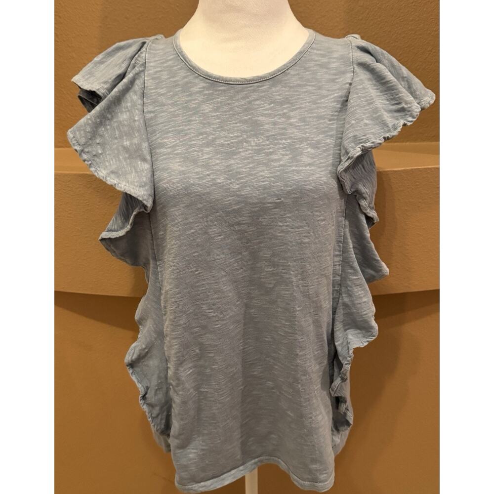 Frye Ruffle Women’s Blouse Blue Boho Style Size S